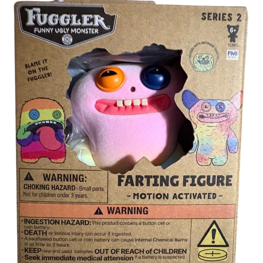 Fuggler Series 2 Pink Rainbow Farting Figure Motion Activated Funny Ugly Monster